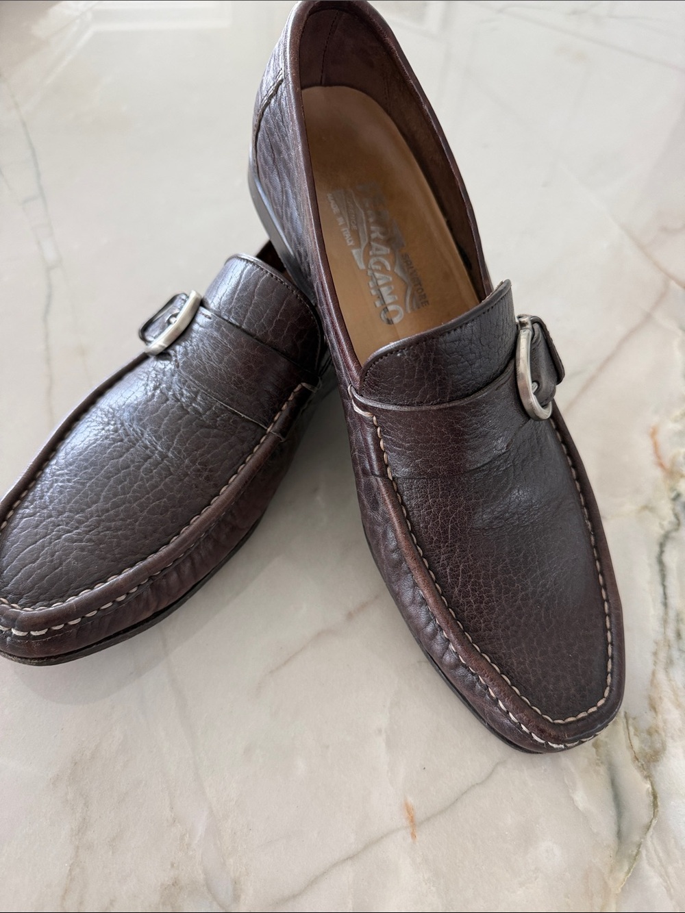 Authentic Salvatore Ferragamo "Navarro" Leather Loafers - Men's 7.5 EE (Wide)